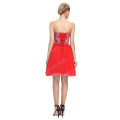 Grace Karin Strapless Off Schulter kurze Knielänge Red Chiffon Brautjungfer Kleid CL6049-3